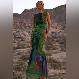 Elegant One Shoulder Multicolor Dress